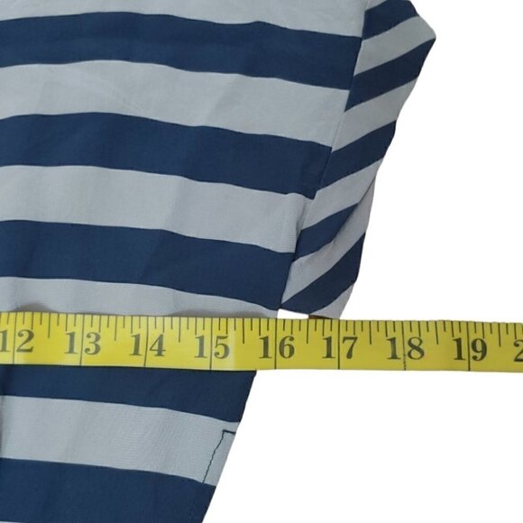 BCBGMAXAZRIA 100% silk stripes navy and taupe mini dress - Picture 7 of 11